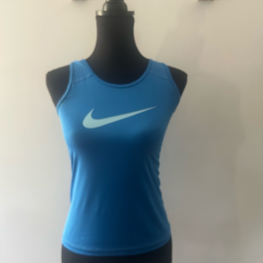 Nike Blue Fitted Athletic Tank Top